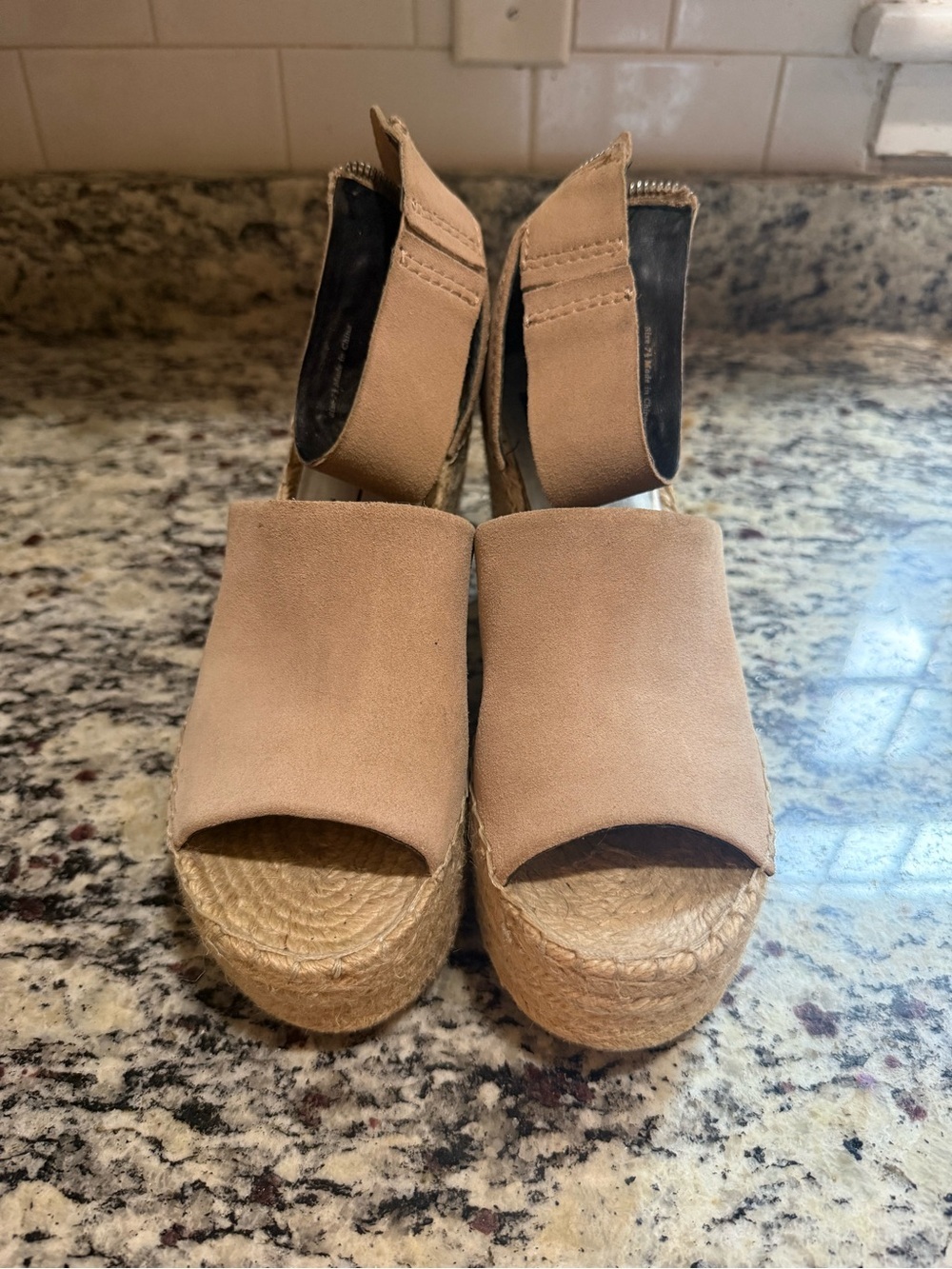 Dolce Vita Straw Platform Blush Suede Wedges 7.5